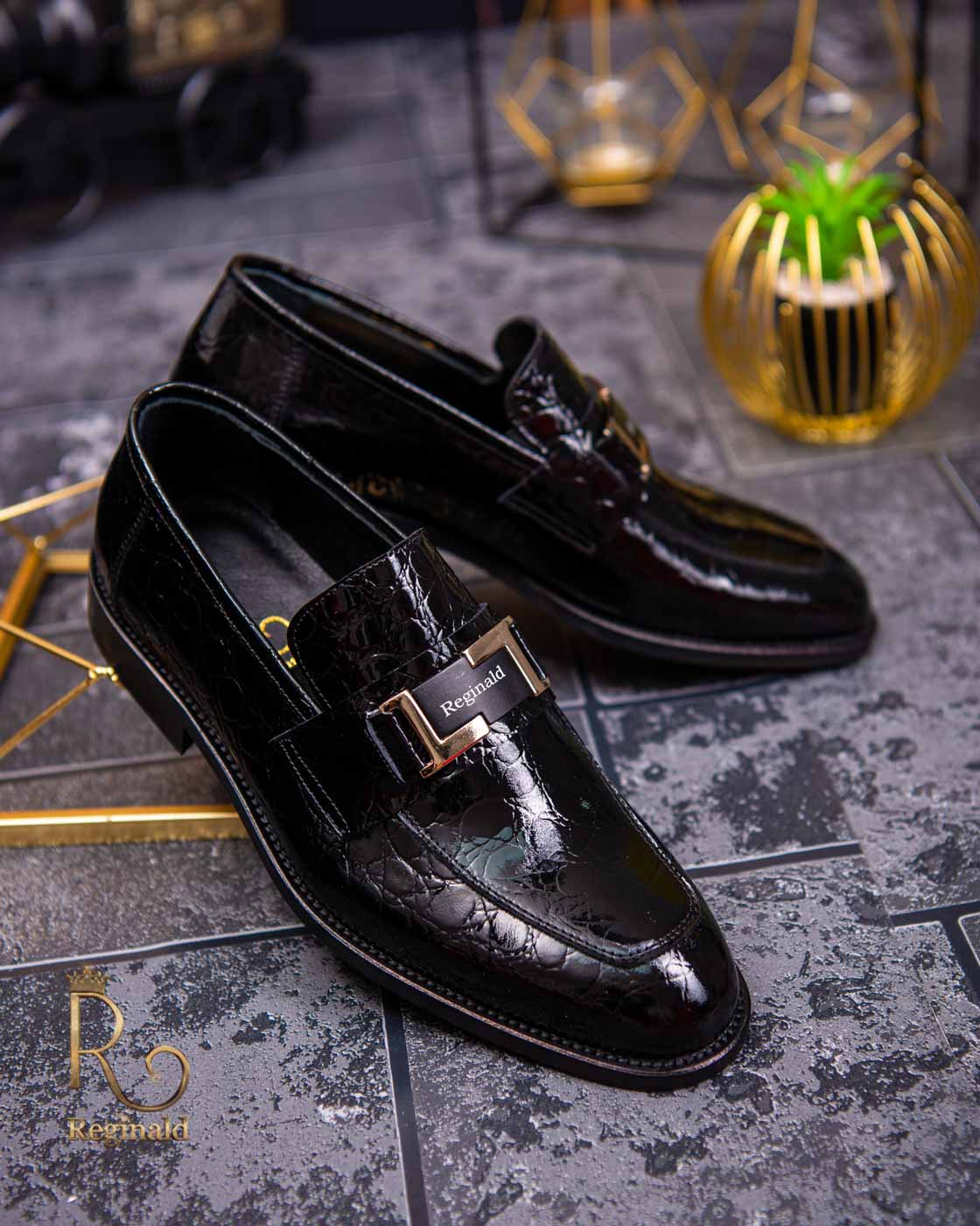 Pantofi Loafers de barbati negri, din piele naturala Reginald - P1459