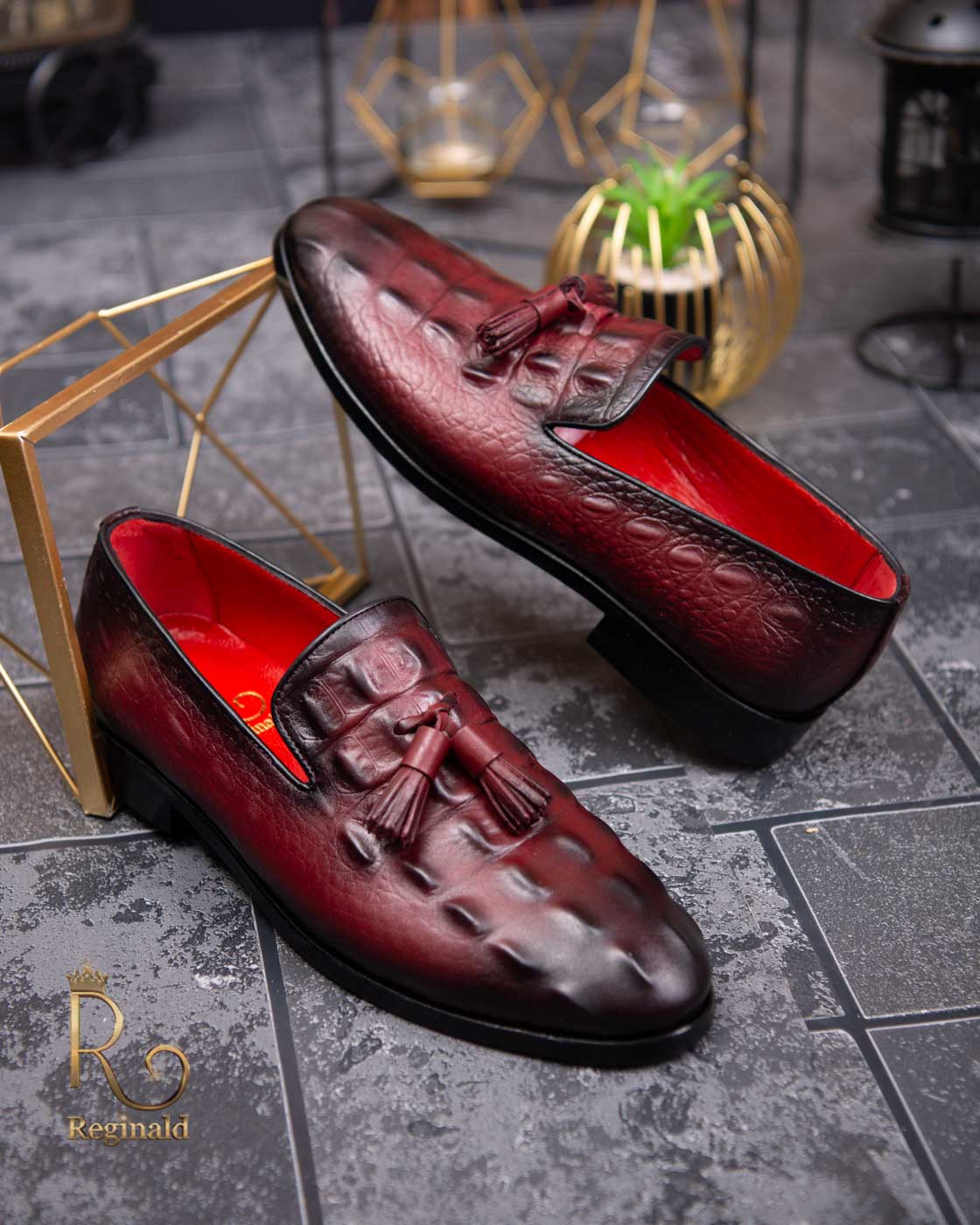 Pantofi Loafers de barbati bordo, din piele naturala Reginald - P1455