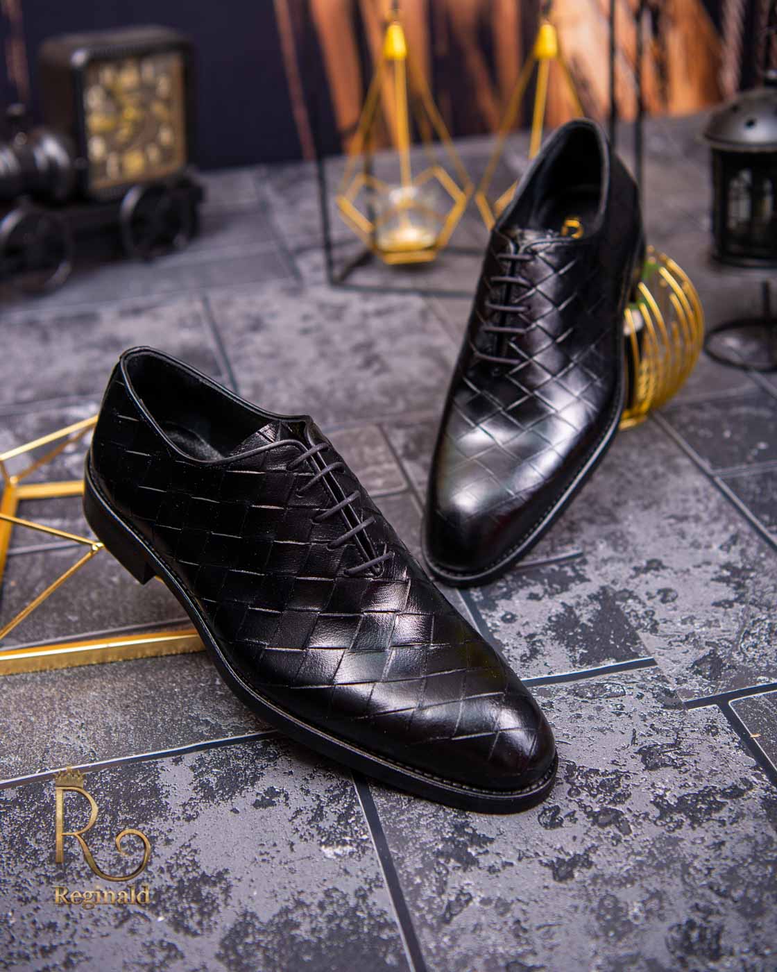 Pantofi de barbati, cu siret, negri, piele naturala Reginald - P1467 - imagine 5