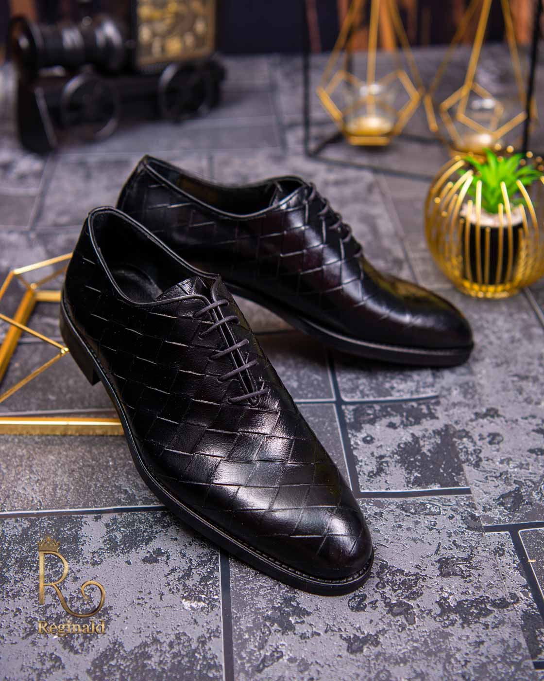 Pantofi de barbati, cu siret, negri, piele naturala Reginald - P1467 - imagine 6