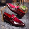 Pantofi Loafers de barbati bordo din piele naturala si catifea - P1392