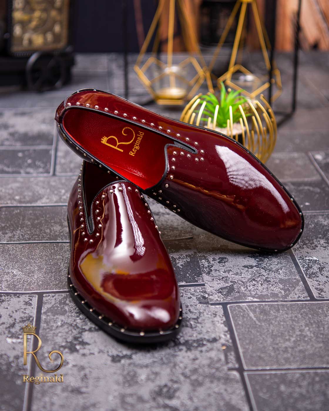 Pantofi Loafers de barbati bordo cu tinte, din piele naturala Reginald - P1343