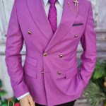 Men's blazer, Reginald Slim-Fit, dark lilac, Super wool 200'S quality - SC577