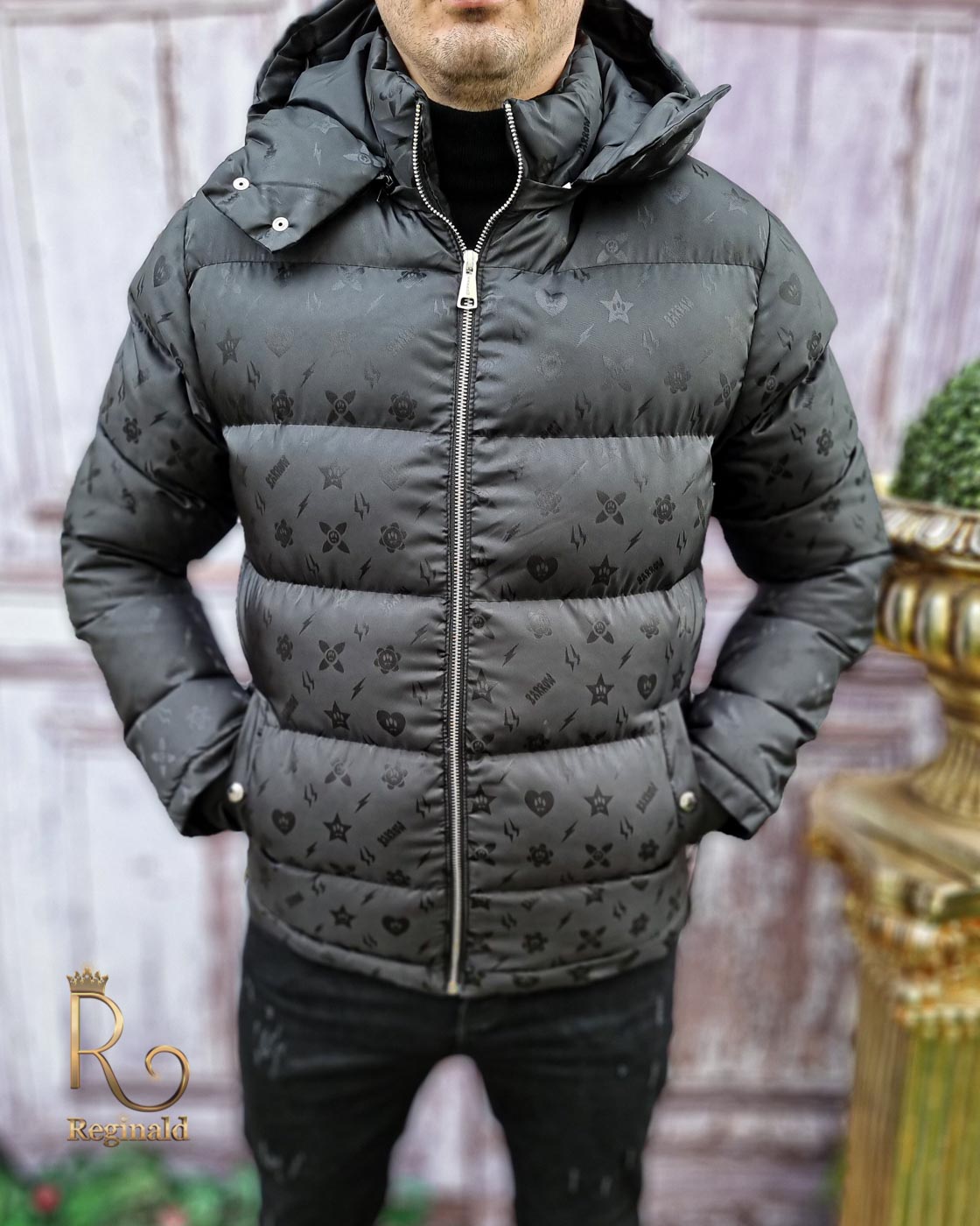 Geaca de barbati, groasa, neagra, gluga detasabila cod: GC673