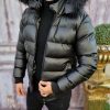 Geaca de barbati, groasa, neagra, cu blana la gluga cod: GC668