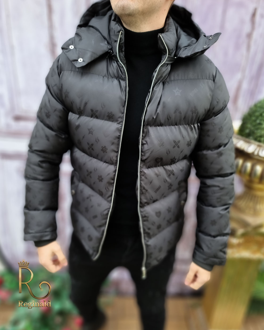 Geaca de barbati, groasa, neagra, gluga detasabila cod: GC673 - imagine 2