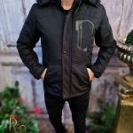Geaca barbateasca de iarna, Neagra, Slim Fit - GC711