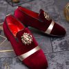 Pantofi Loafers de barbati bordo, piele naturala si catifea  - P1485
