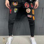Blugi de bărbați, Slim Fit, Elastici si Conici, Negri - BG896