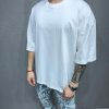Tricou de bărbați, Slim Fit, Alb cu guler rotund - TR1017