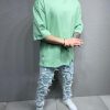 Tricou de bărbați, Slim Fit, Verde cu guler rotund - TR1019