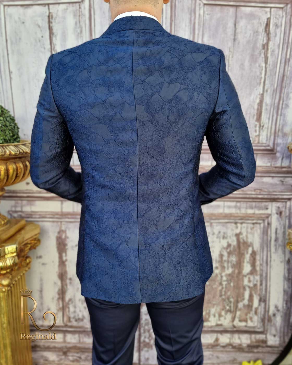 Costum ceremonie , Bleumarin, Sacou-Vesta-Pantalon-Papion - C3503 - imagine 4