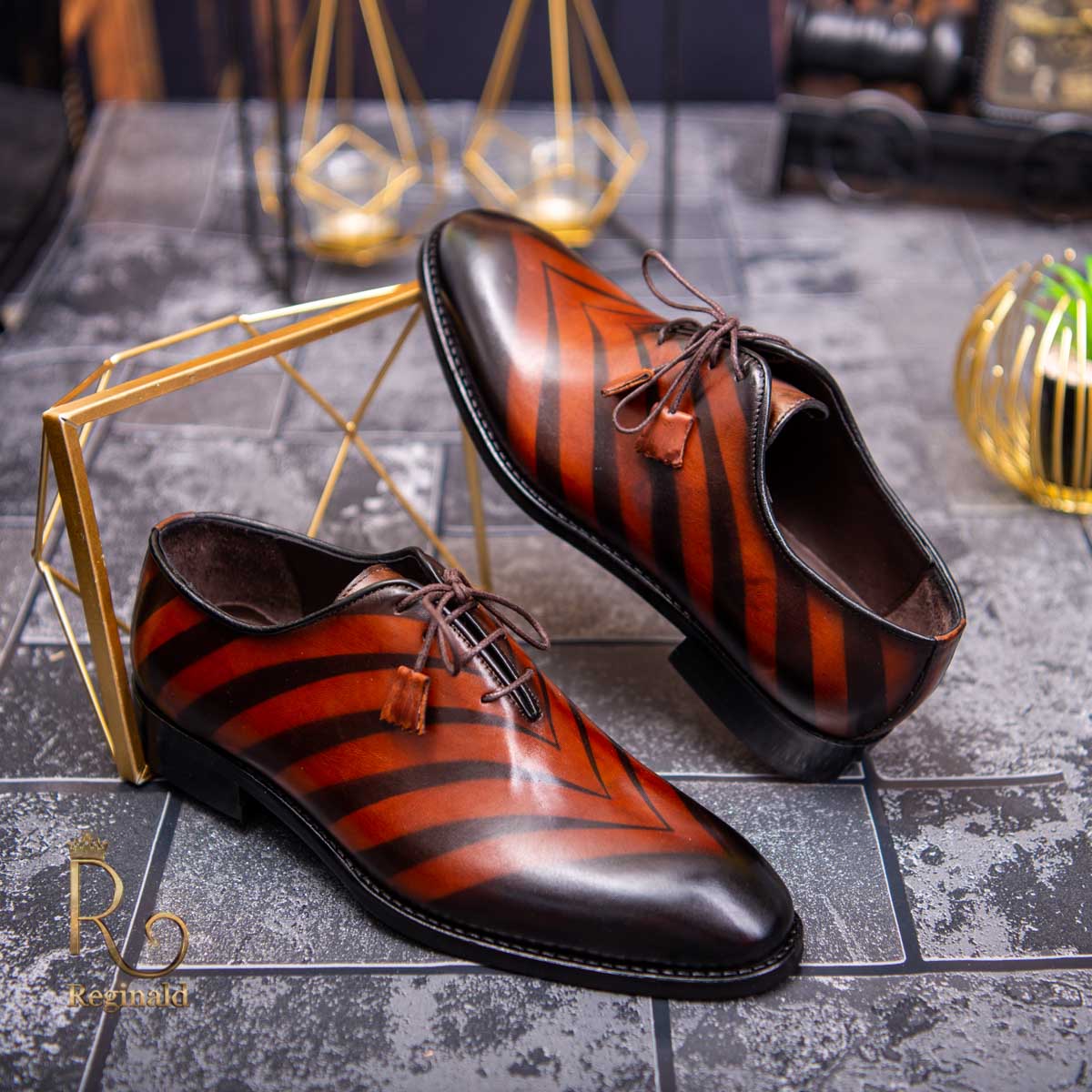 Pantofi eleganți de bărbați din piele naturala, Maro degrade - P1517