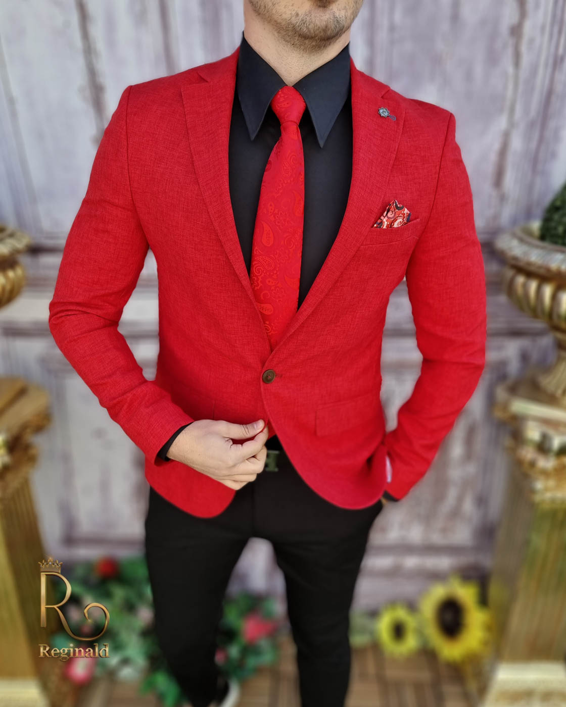 Sacou de bărbați rosu, croiala Slim-Fit - SC605