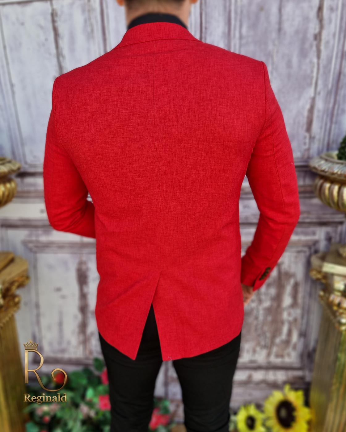 Sacou de bărbați rosu, croiala Slim-Fit - SC605 - imagine 3