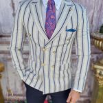 Veste pour homme grise à rayures, coupe Slim-Fit - SC650