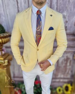 Sacou de bărbați galben pal, croiala Slim-Fit - SC657