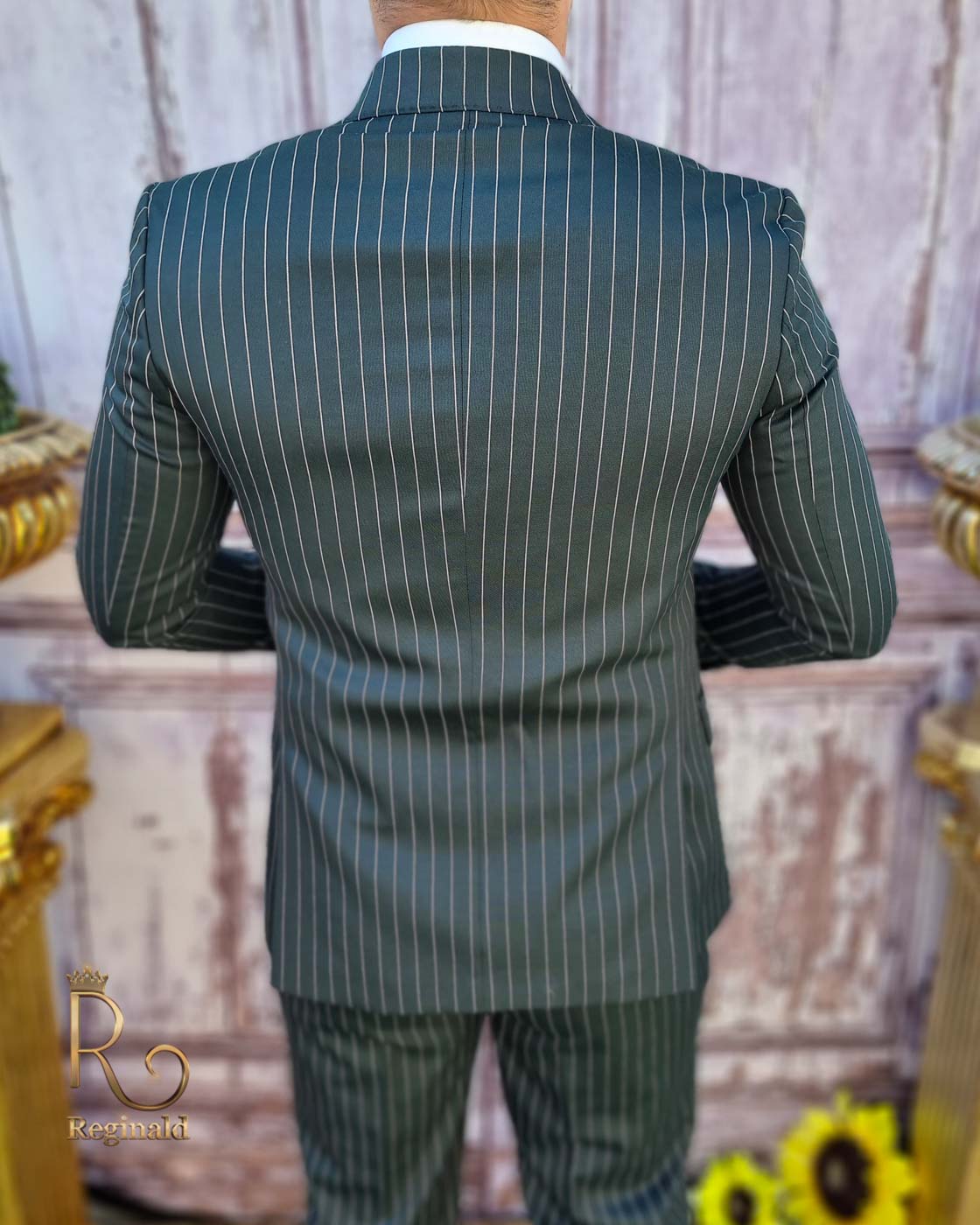 Costum de bărbați, verde inchis, Sacou, Vesta si Pantalon - C3614 - imagine 4