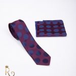 Corbata con pañuelo para hombre, color granate con estampado - CV662