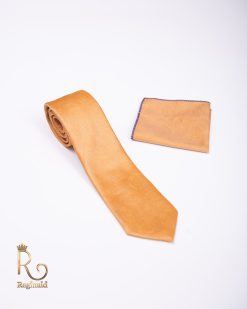 Cravate avec foulard pour homme, jaune doré - CV669