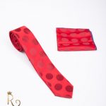Cravata cu batista de bărbați, Rosie cu buline - CV626