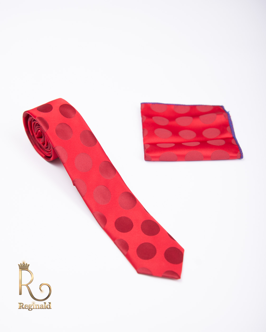 Cravata cu batista de bărbați, Rosie cu buline - CV626
