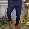 Pantaloni de bărbați, Bleumarin, Casual Slim Fit, Conici – PN660