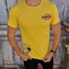 Tricou de bărbați, Slim Fit, Galben cu imprimeu - TR1038