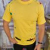 Tricou de bărbați, Slim Fit, Galben cu imprimeu - TR1040