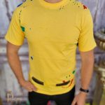 Tricou de bărbați, Slim Fit, Galben cu imprimeu - TR1040