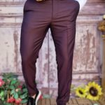 Pantaloni eleganți de bărbați, Grena, Slim Fit - PN696