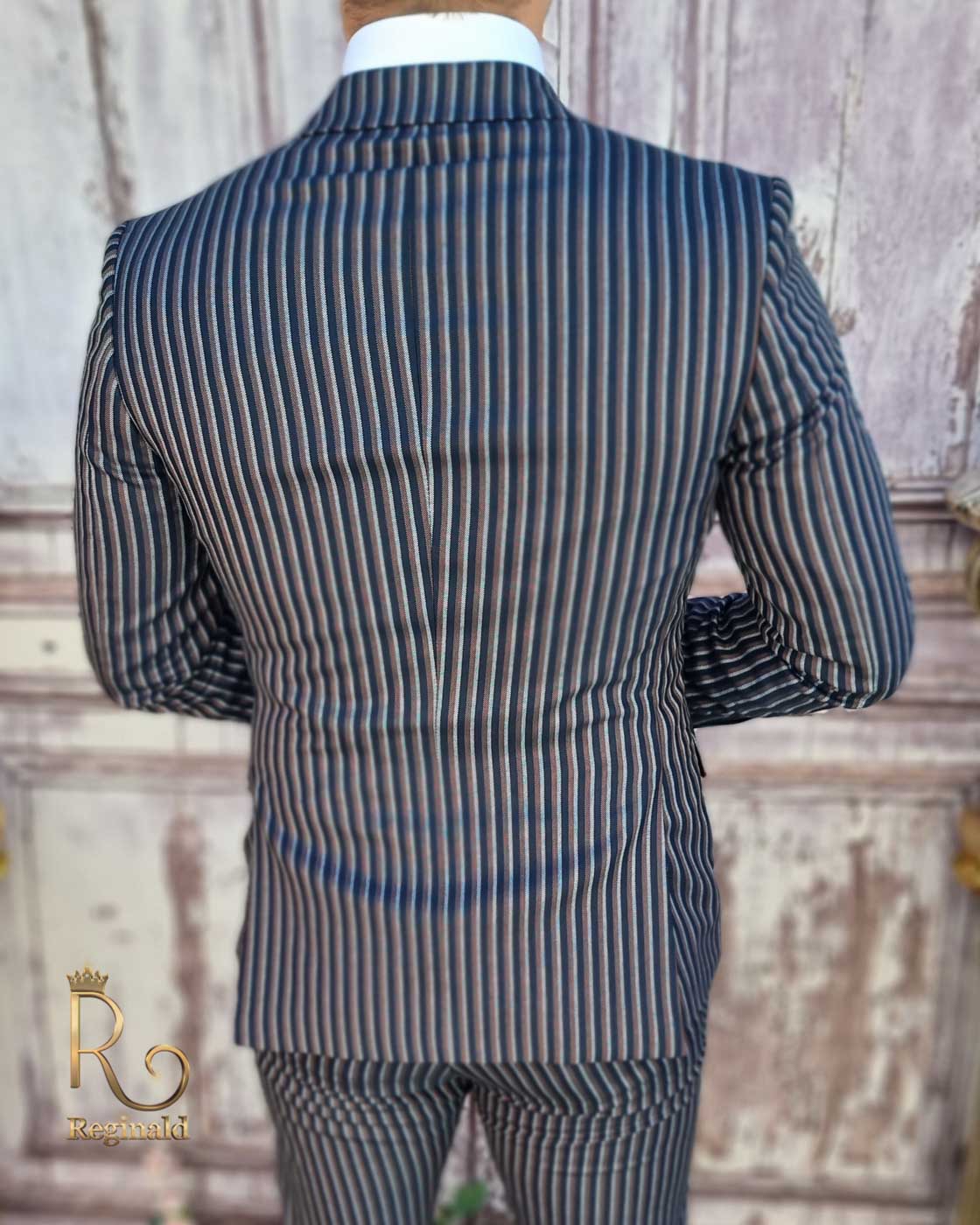 Costum de bărbați, Bleumarin cu dungi, Sacou si Pantalon - C3656
