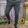 Pantaloni eleganți de bărbați, Gri cu dungi, Slim Fit si Conici - PN666
