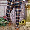 Pantaloni eleganți de bărbați, Bleumarin in carouri , Slim Fit si Conici - PN678