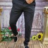Pantaloni eleganți de bărbați, Negru cu dungi, Slim Fit si Conici - PN664