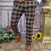 Pantaloni eleganți de bărbați, Bleumarin in carouri , Slim Fit si Conici - PN677