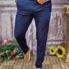 Pantaloni eleganți de bărbați, Bleumarin cu picatele, Slim Fit si Conici - PN690