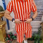 White / orange striped T-shirt + shorts - CMP123