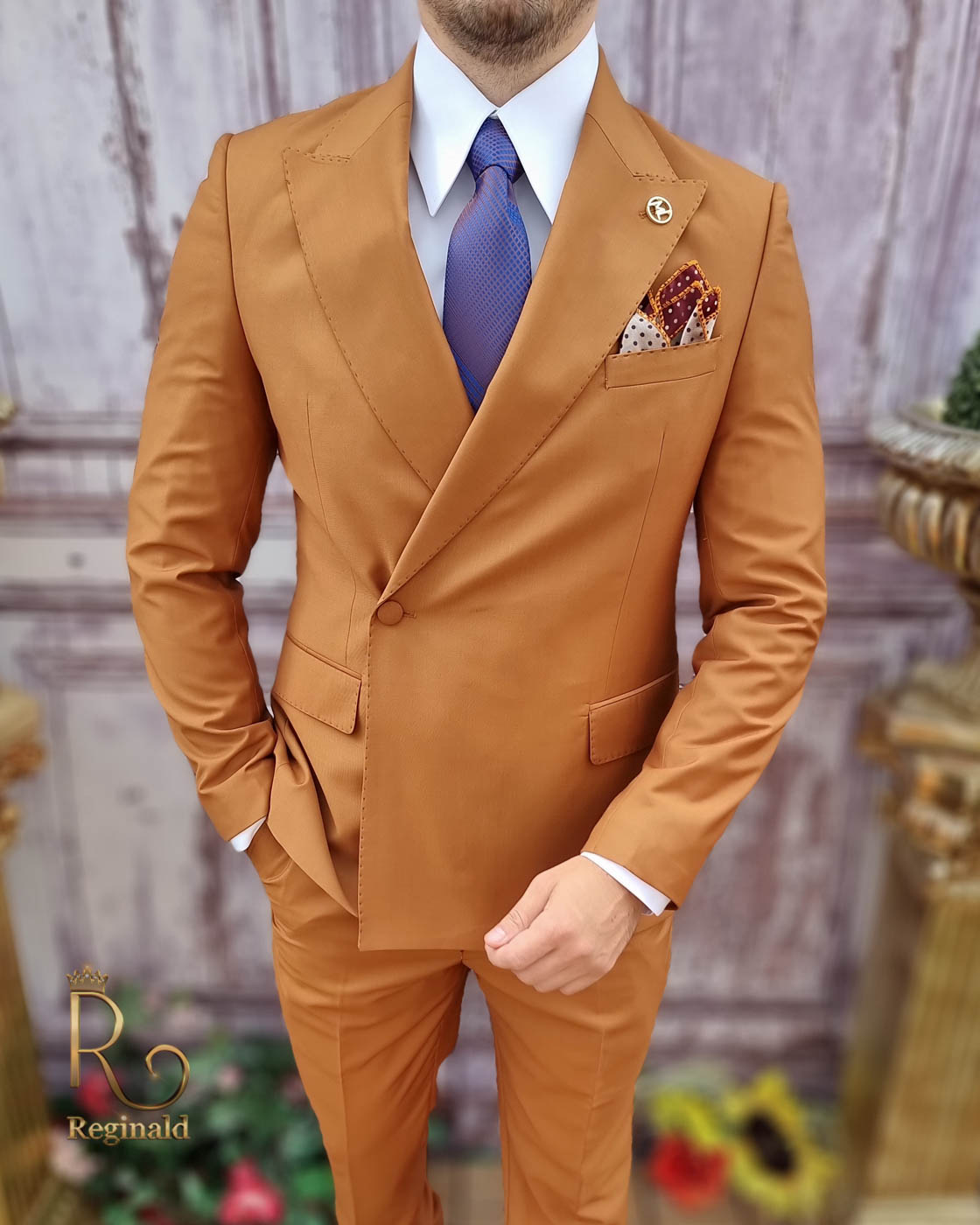 Costum elegant de bărbați, maro, Sacou si Pantalon - C3738