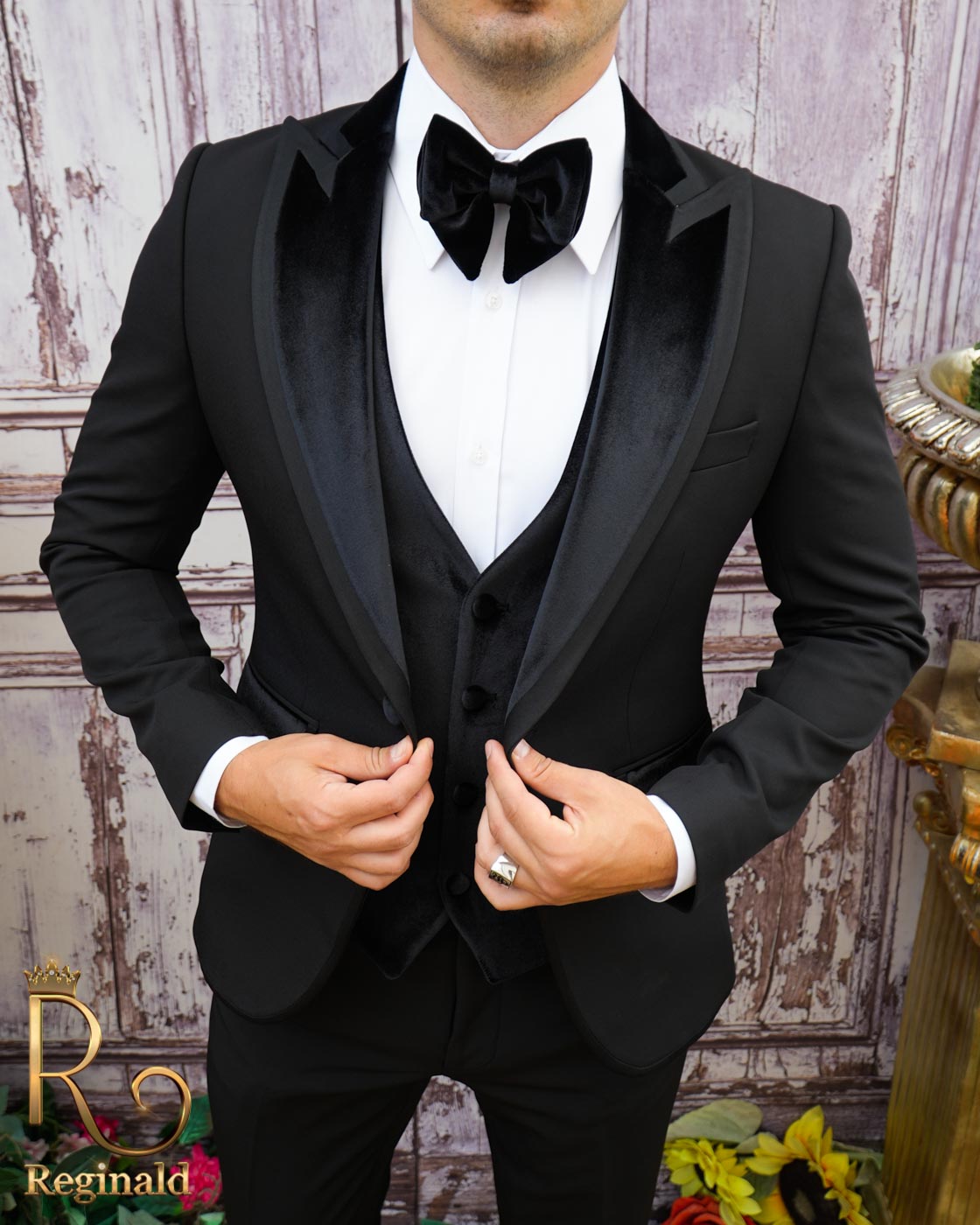 Costum de ceremonie cu vesta din catifea - C3805 - imagine 2