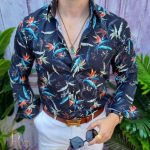 Cămașă Reginald de bărbați, Slim Fit, cu imprimeuri - CM501