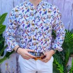 Camicia da uomo, Slim Fit, a tunica, a fiori - CM315