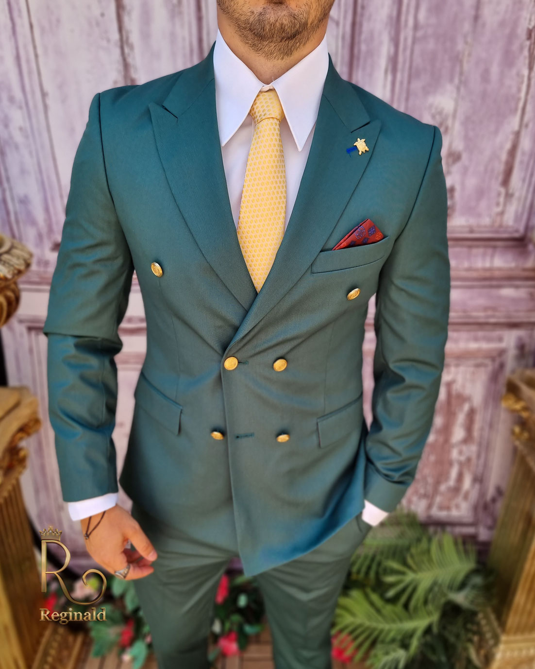 Sacou de bărbați, Reginald Slim-Fit, verde imperial - SC750