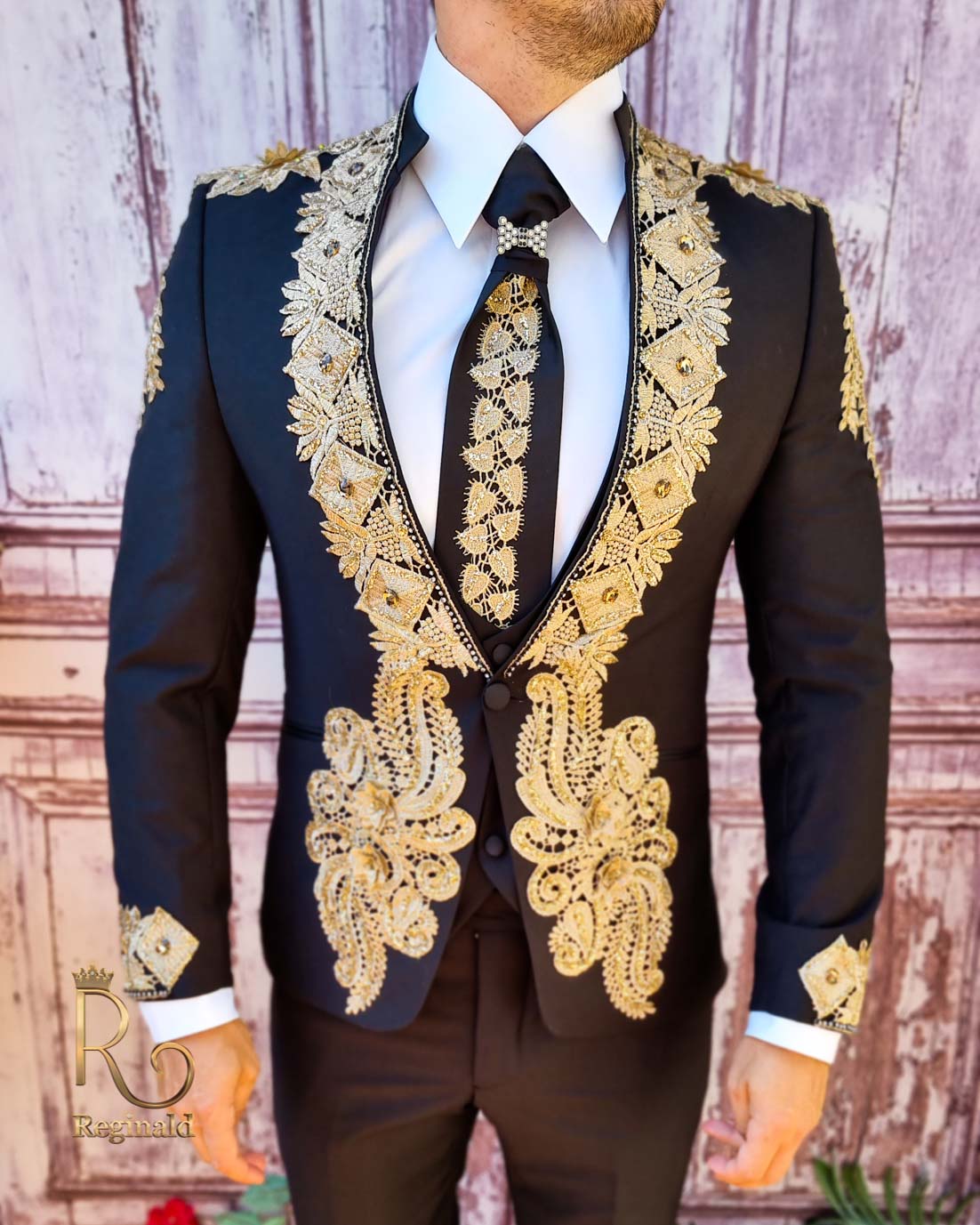 Costum de ceremonie, Colecția 2022, Sacou, Vesta, Pantalon si Cravata - C3850 - imagine 4