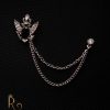 Lanț metalic pentru sacou, Argintiu, Coroana-piatra neagra - LT219
