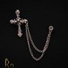 Lanț metalic pentru sacou, Argintiu, Crucifix - LT215