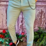Pantaloni Verde avocado de bărbați, Casual Slim Fit, Conici cu lanț – PN717