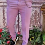 Men's Purple Trousers, Casual Slim Fit, Tapered with Chain – PN706