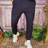 Pantaloni casual Slim-Fit, Bleumarin, cu șnur  - PNT212
