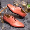 Pantofi eleganți de bărbați din piele naturala, One Cut, Orange - P1550